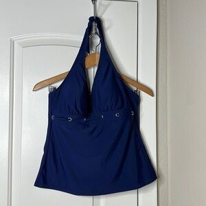 NWT Talbots x Miraclesuit Navy Tankini Halter Top Nautical UPF 50+ bathing suit